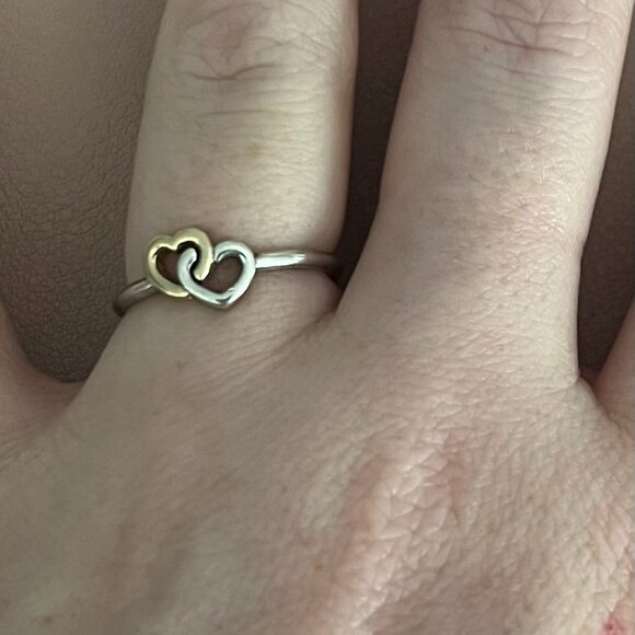 Retired Pandora Two Toned Heart to Heart Ring, Size 5 1/2 - Picture 2 of 2